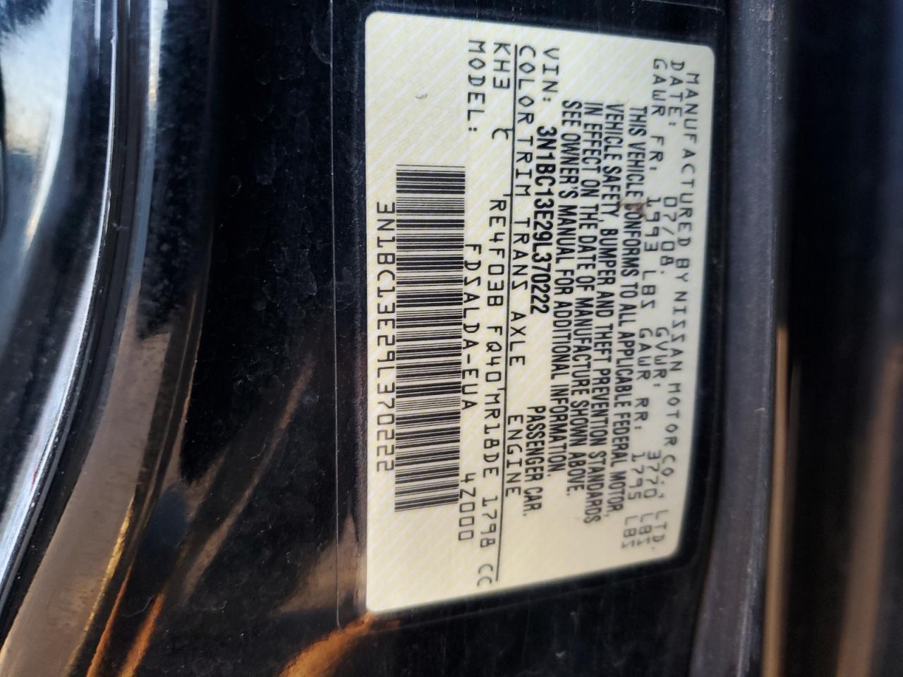 2009 Nissan Versa S VIN: 3N1BC13E29L370222 Lot: 87461825