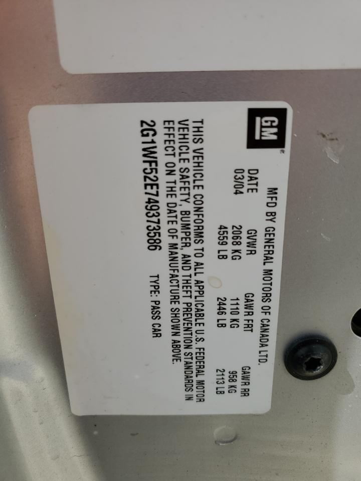 2004 Chevrolet Impala VIN: 2G1WF52E749373586 Lot: 84444045