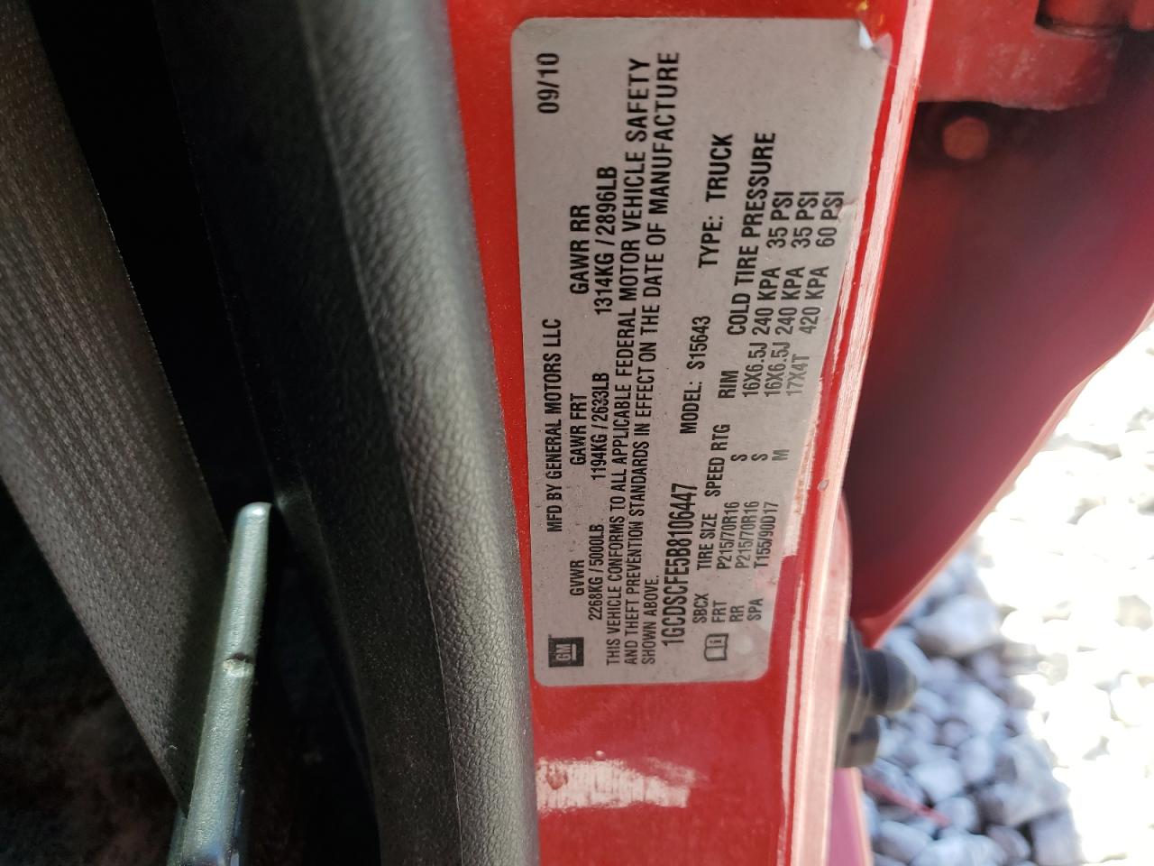 2011 Chevrolet Colorado Lt VIN: 1GCDSCFE5B8106447 Lot: 82274615