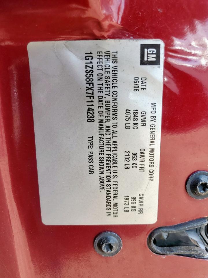 2007 Chevrolet Malibu Ls VIN: 1G1ZS58FX7F114238 Lot: 82201025