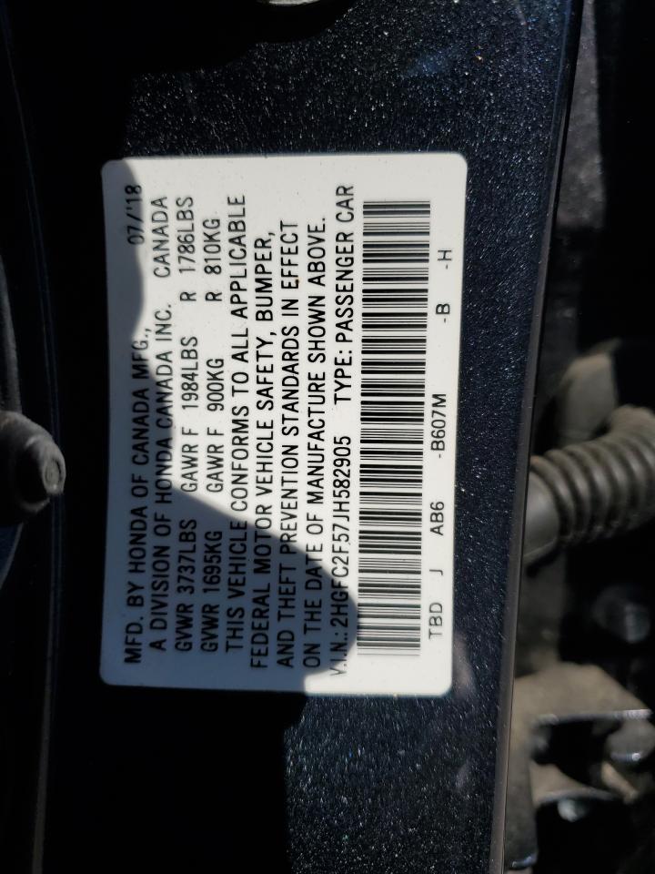 2018 Honda Civic Lx VIN: 2HGFC2F57JH582905 Lot: 86289135