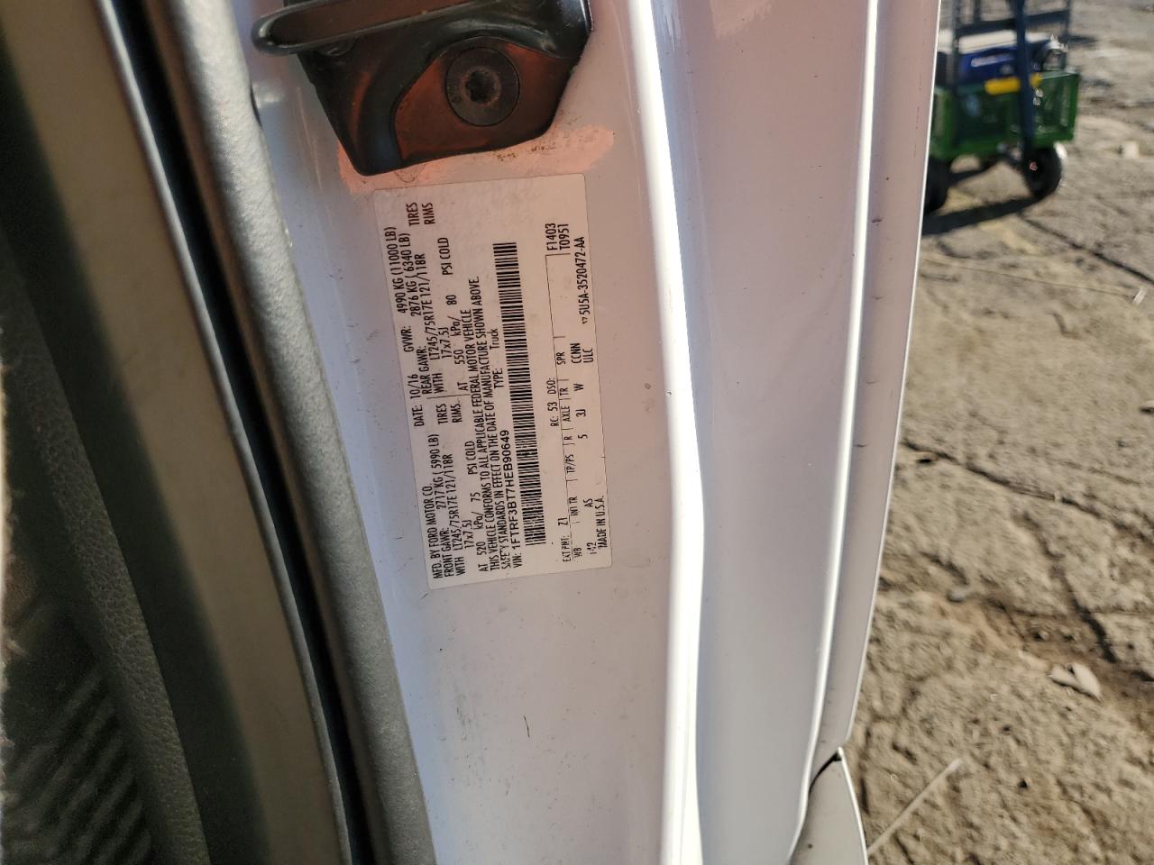 2017 Ford F350 Super Duty VIN: 1FTRF3BT7HEB90649 Lot: 86638275