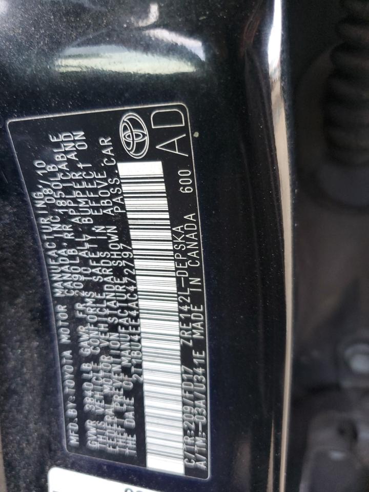 2010 Toyota Corolla Base VIN: 2T1BU4EE4AC472797 Lot: 82359905