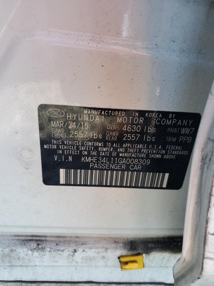 2016 Hyundai Sonata Hybrid VIN: KMHE34L11GA008309 Lot: 82738275