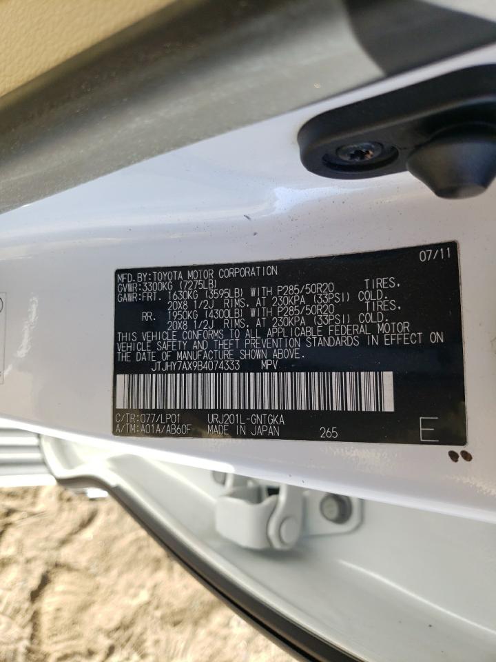 2011 Lexus Lx 570 VIN: JTJHY7AX9B4074333 Lot: 91190795