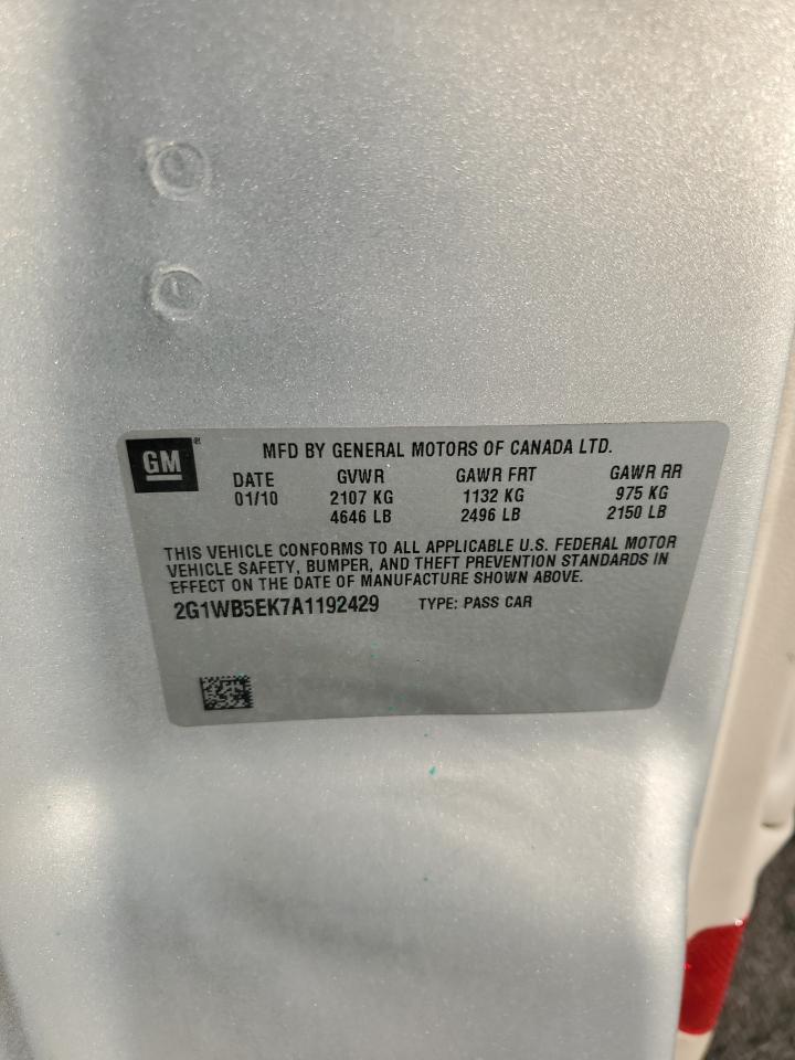 2010 Chevrolet Impala Lt VIN: 2G1WB5EK7A1192429 Lot: 82256915