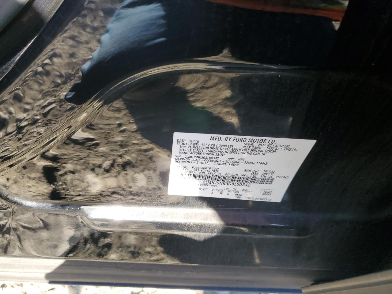 2016 Lincoln Mkt VIN: 2LMHJ5NK3GBL00342 Lot: 89498415