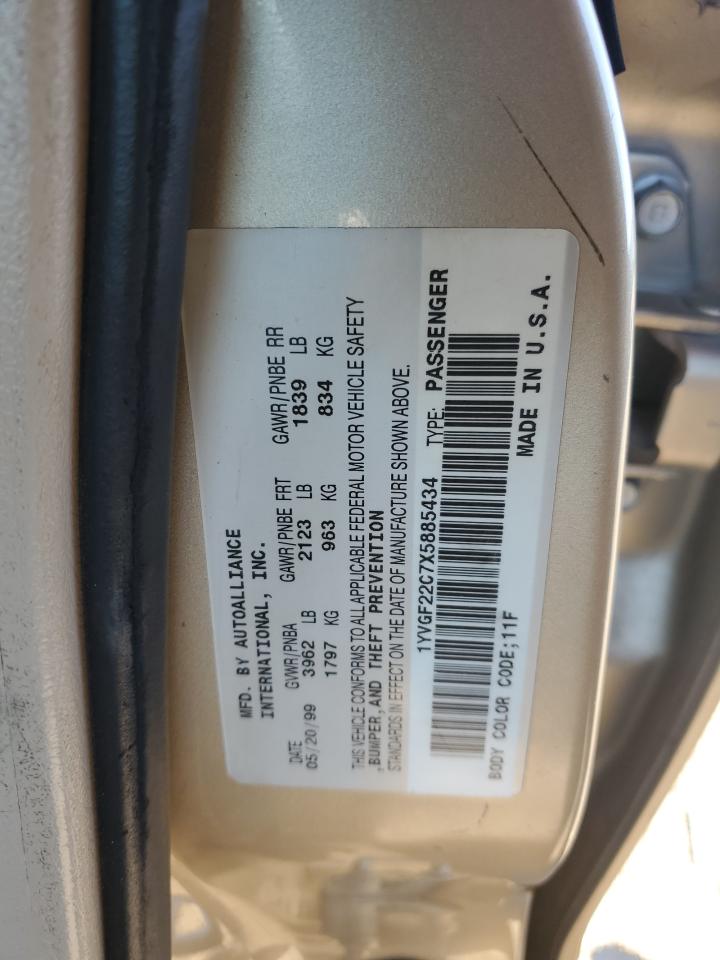 1999 Mazda 626 Es VIN: 1YVGF22C7X5885434 Lot: 90733295