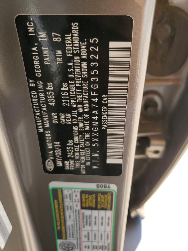 2015 Kia Optima Lx VIN: 5XXGM4A74FG353225 Lot: 82598895