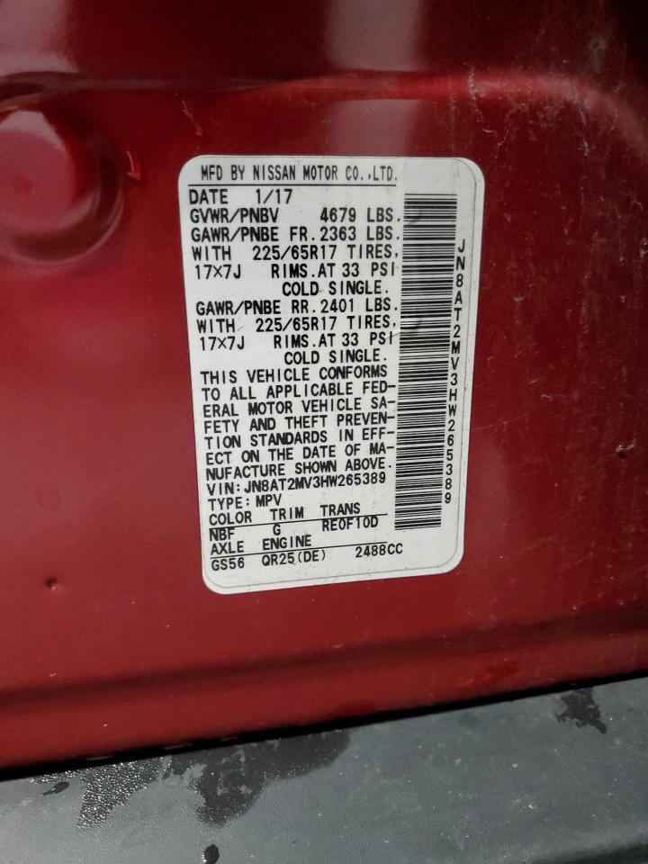 2017 Nissan Rogue S VIN: JN8AT2MV3HW265389 Lot: 86438775