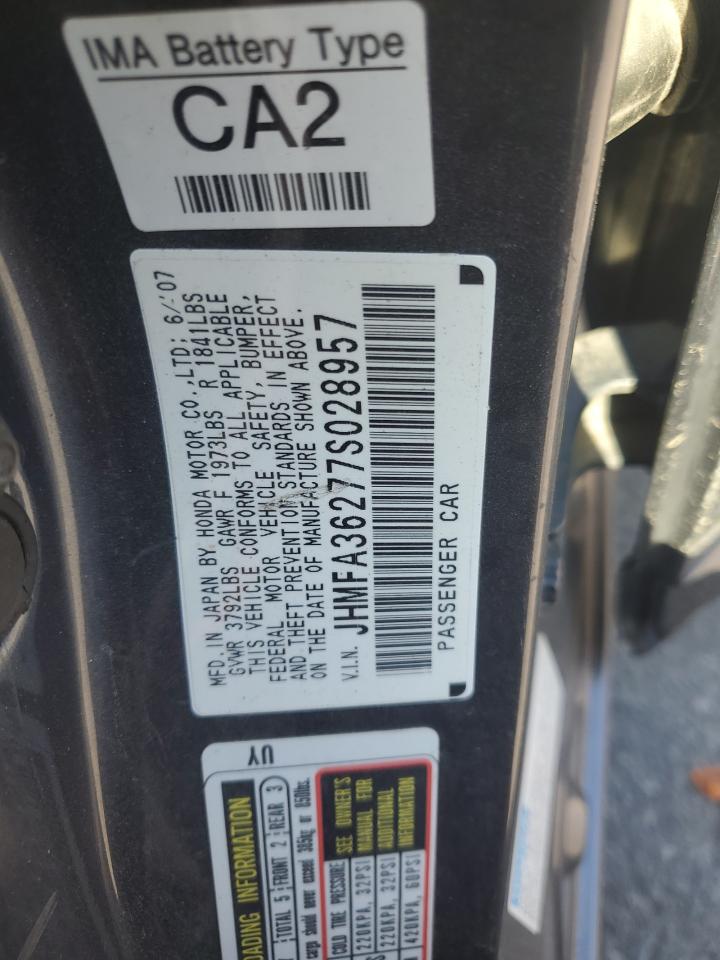 2007 Honda Civic Hybrid VIN: JHMFA36277S028957 Lot: 80839685