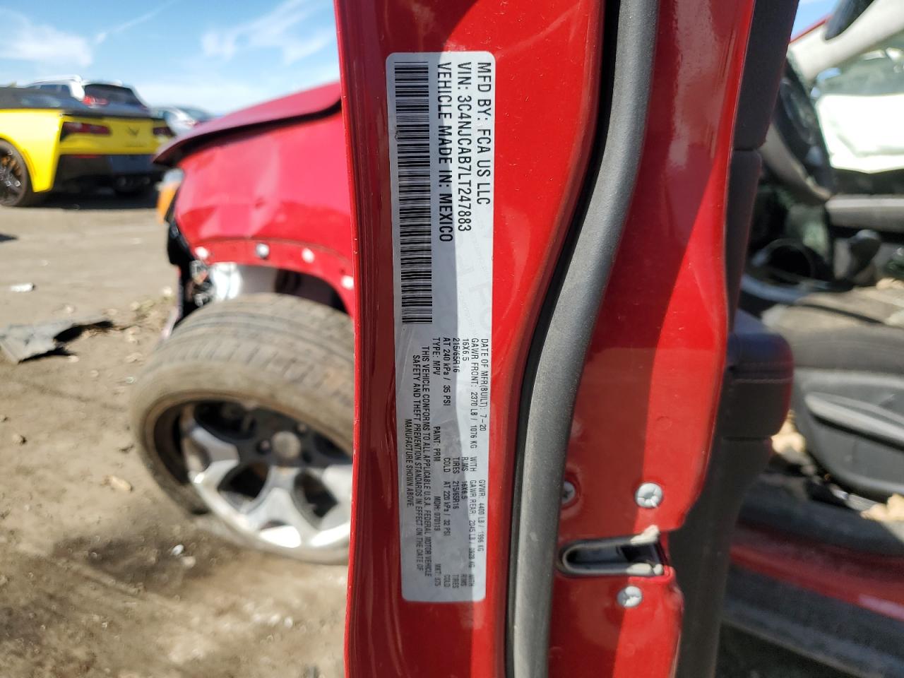 2020 Jeep Compass Sport VIN: 3C4NJCAB7LT247883 Lot: 81858645