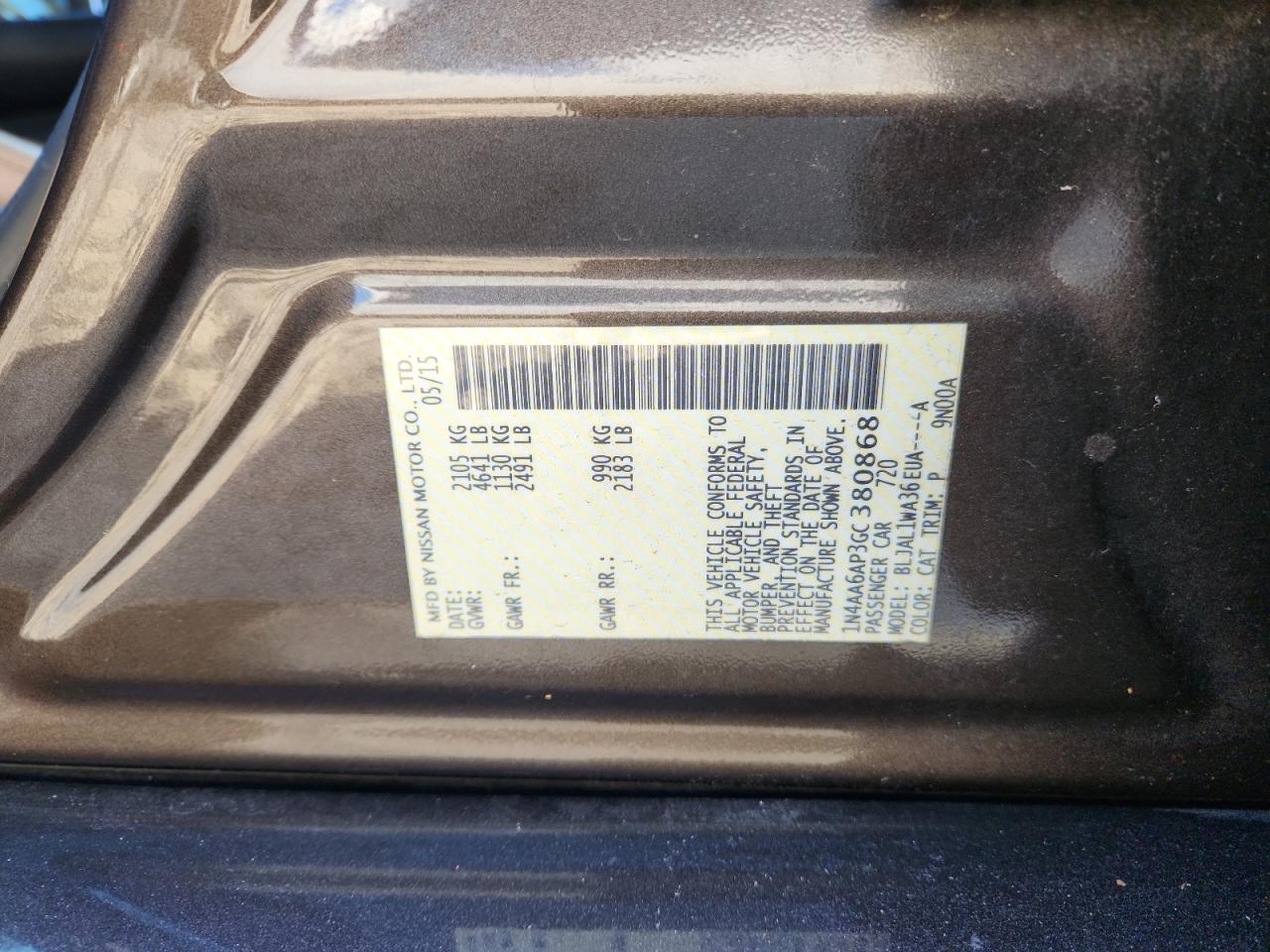 2016 Nissan Maxima 3.5S VIN: 1N4AA6AP3GC380868 Lot: 82695735