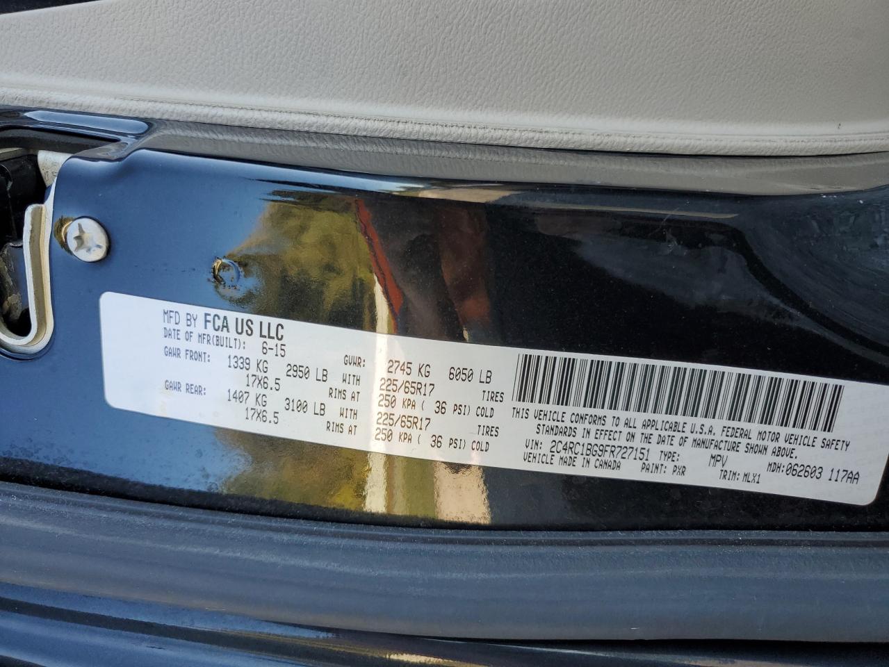 2015 Chrysler Town & Country Touring VIN: 2C4RC1BG9FR727151 Lot: 81928795