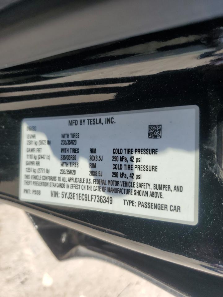 2020 Tesla Model 3 VIN: 5YJ3E1EC9LF736349 Lot: 86599215