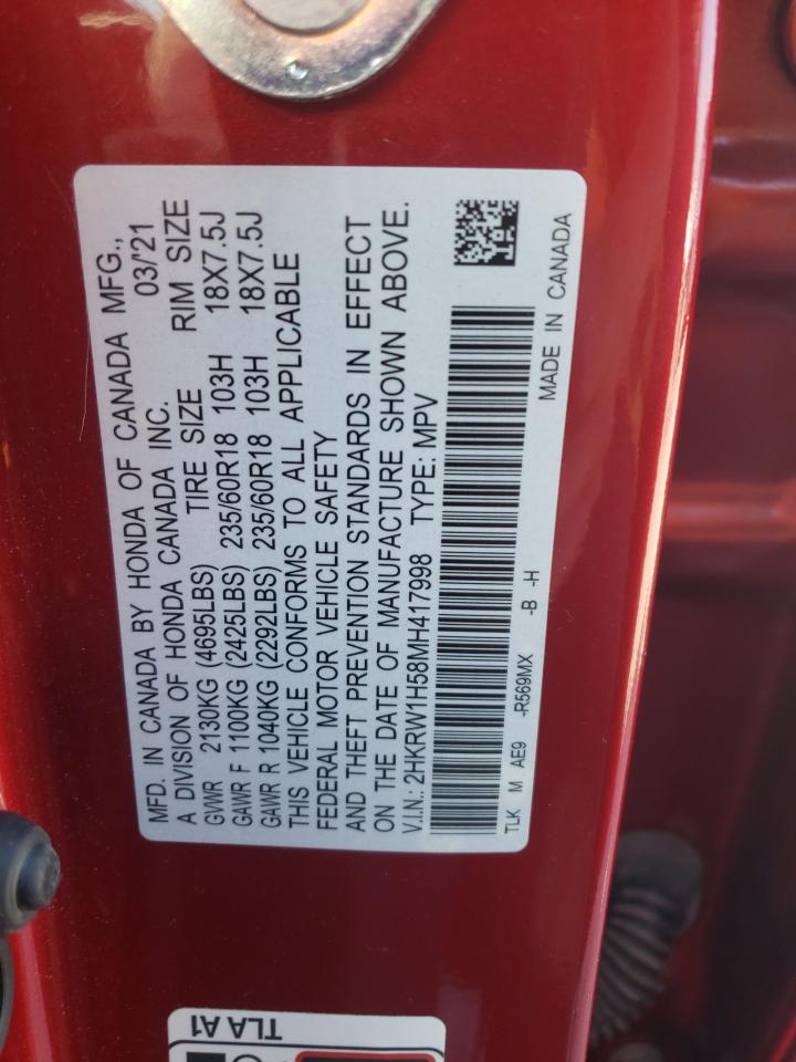 2021 Honda Cr-V Ex VIN: 2HKRW1H58MH417998 Lot: 84654965