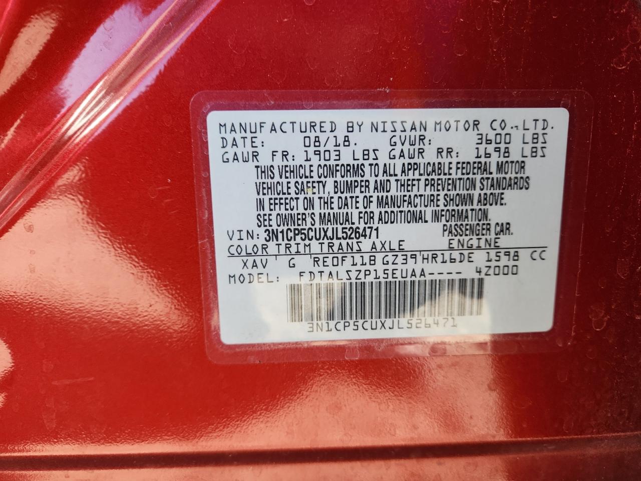 2018 Nissan Kicks S VIN: 3N1CP5CUXJL526471 Lot: 90112905