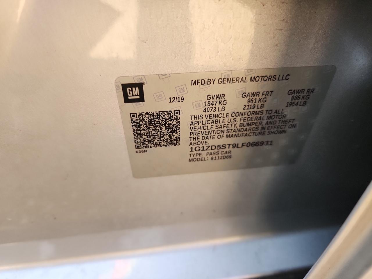 2020 Chevrolet Malibu Lt VIN: 1G1ZD5ST9LF066931 Lot: 82327075