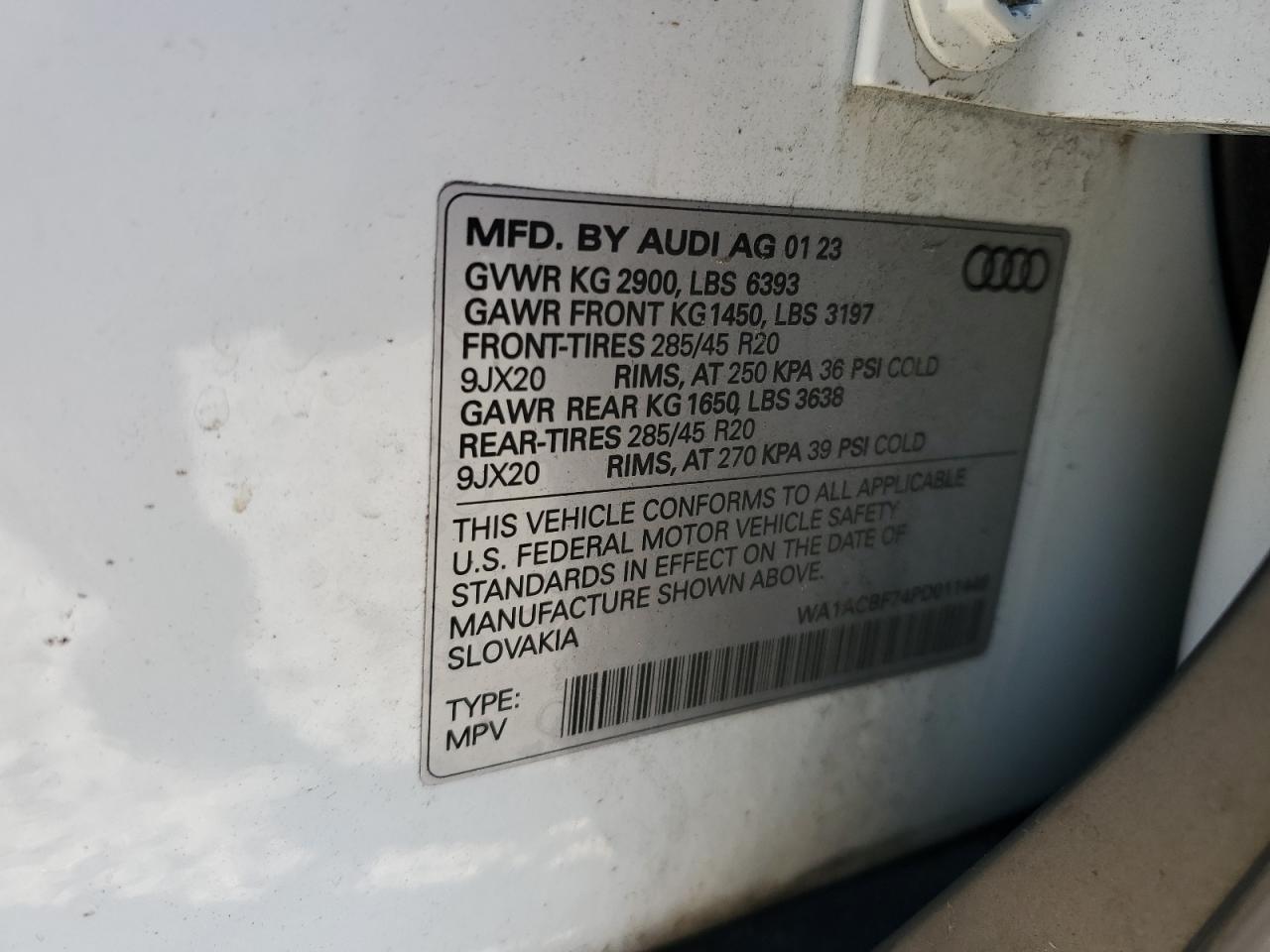 2023 Audi Q7 Premium VIN: WA1ACBF74PD011446 Lot: 84807745