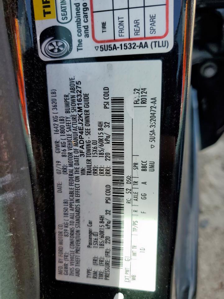 2019 Ford Fiesta Se VIN: 3FADP4EJ2KM163275 Lot: 90487615