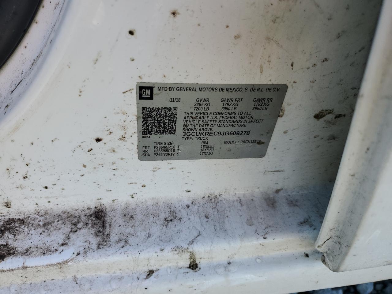 2018 Chevrolet Silverado K1500 Lt VIN: 3GCUKREC9JG609278 Lot: 81902395