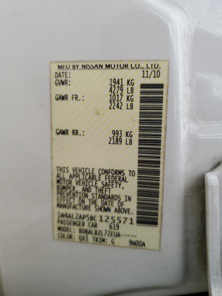 2011 Nissan Altima Base VIN: 1N4AL2AP5BC125571 Lot: 90131145