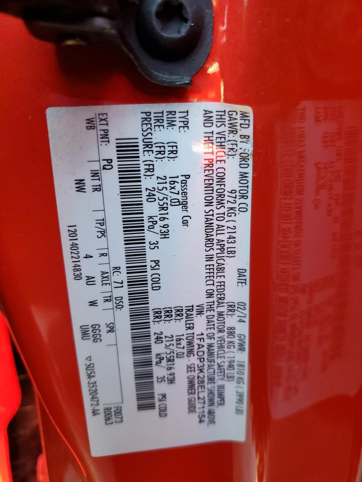 2014 Ford Focus Se VIN: 1FADP3K28EL271154 Lot: 87057675