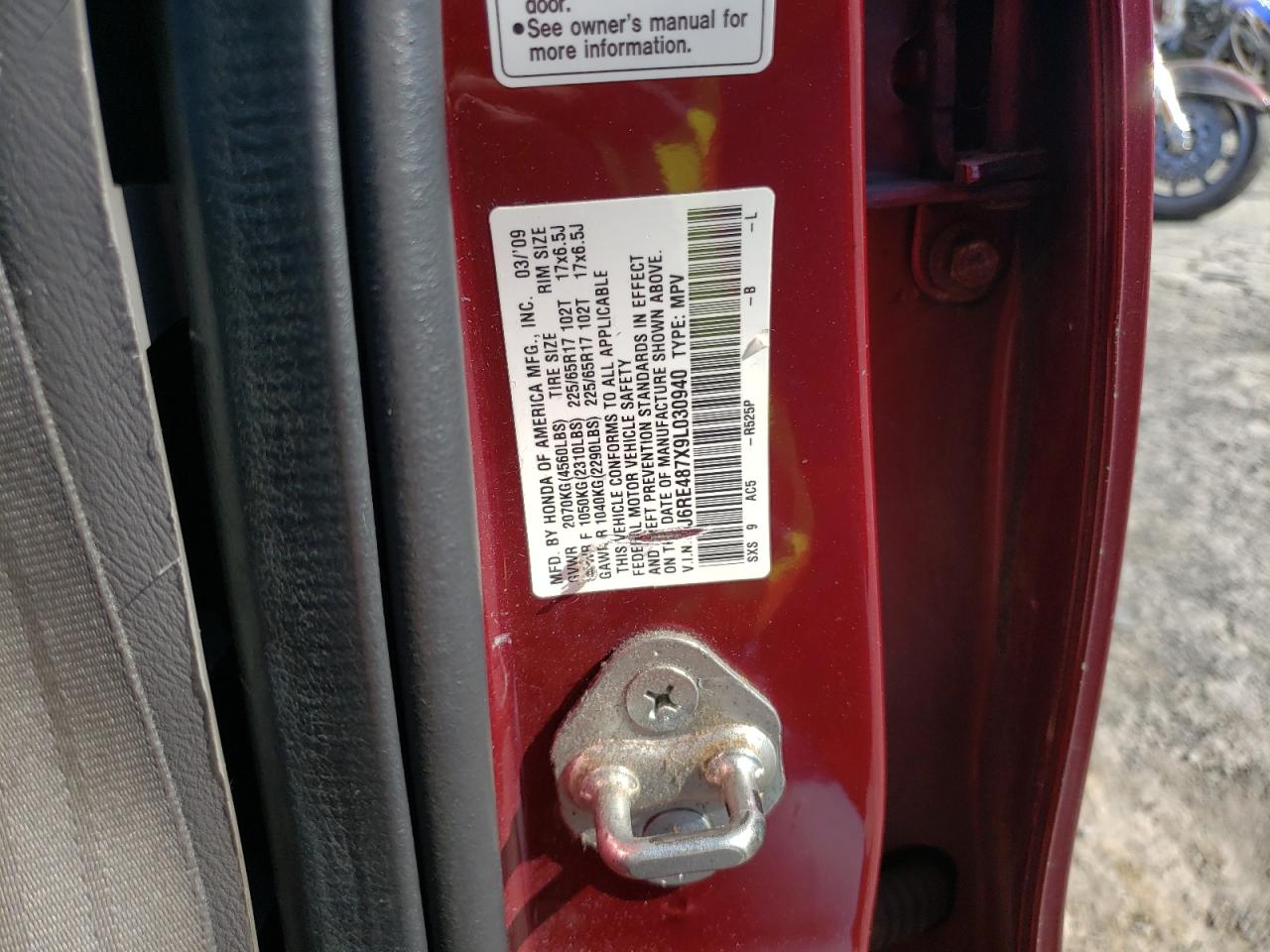 2009 Honda Cr-V Exl VIN: 5J6RE487X9L030940 Lot: 84872425