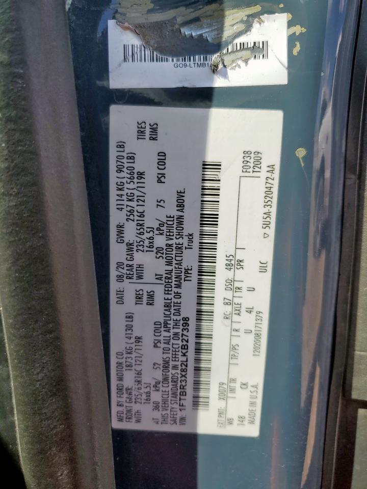 2020 Ford Transit T-250 VIN: 1FTBR3X82LKB27398 Lot: 84799305