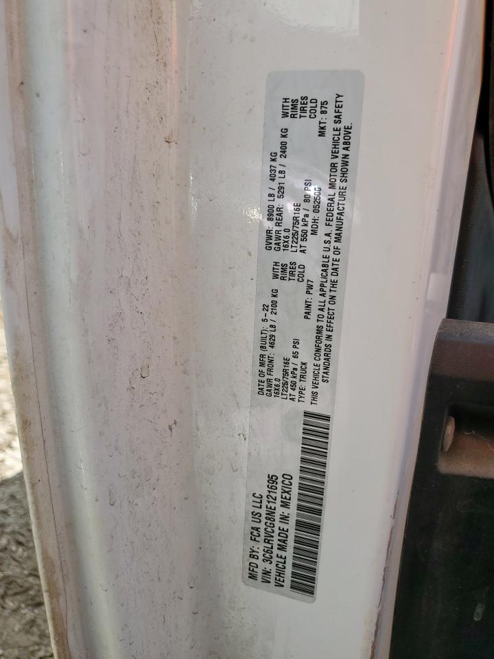 2022 Ram Promaster 2500 2500 High VIN: 3C6LRVCG8NE121695 Lot: 84195335
