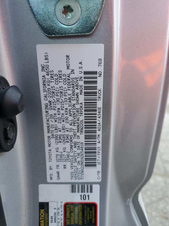 2009 Toyota Tacoma VIN: 5TENX22N59Z654818 Lot: 82327755