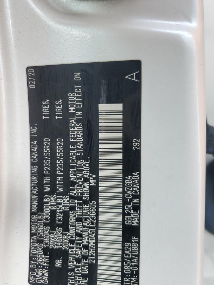 2020 Lexus Rx 350 VIN: 2T2HZMDA5LC236605 Lot: 86450775