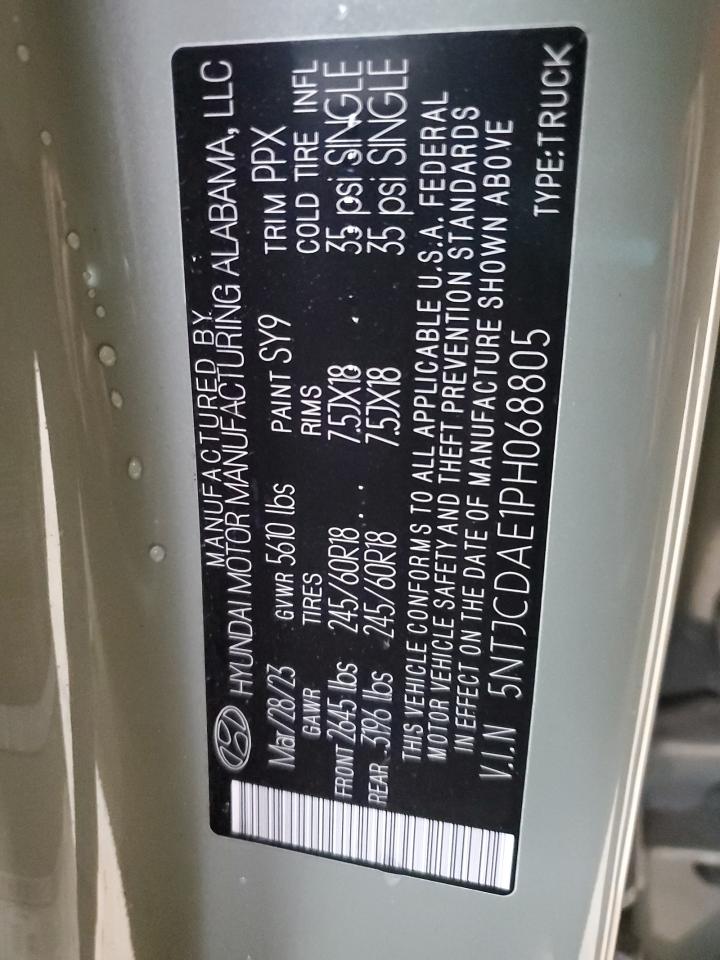 2023 Hyundai Santa Cruz Sel VIN: 5NTJCDAE1PH068805 Lot: 90335595