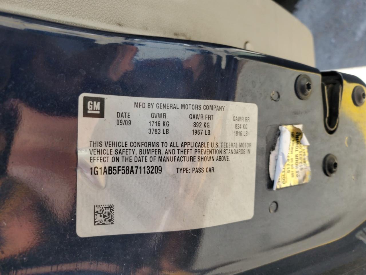 2010 Chevrolet Cobalt Ls VIN: 1G1AB5F58A7113209 Lot: 86141035