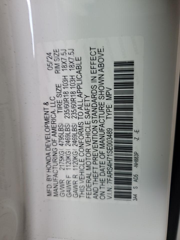 2025 Honda Cr-V Exl VIN: 7FARS4H71SE003489 Lot: 86782955
