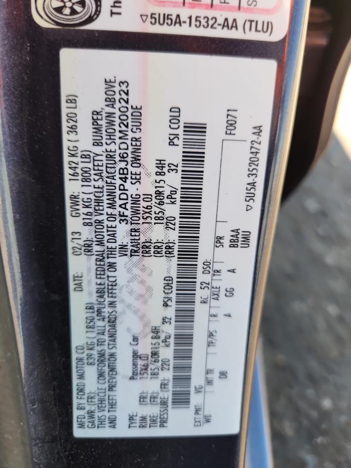 2013 Ford Fiesta Se VIN: 3FADP4BJ6DM200223 Lot: 84757735
