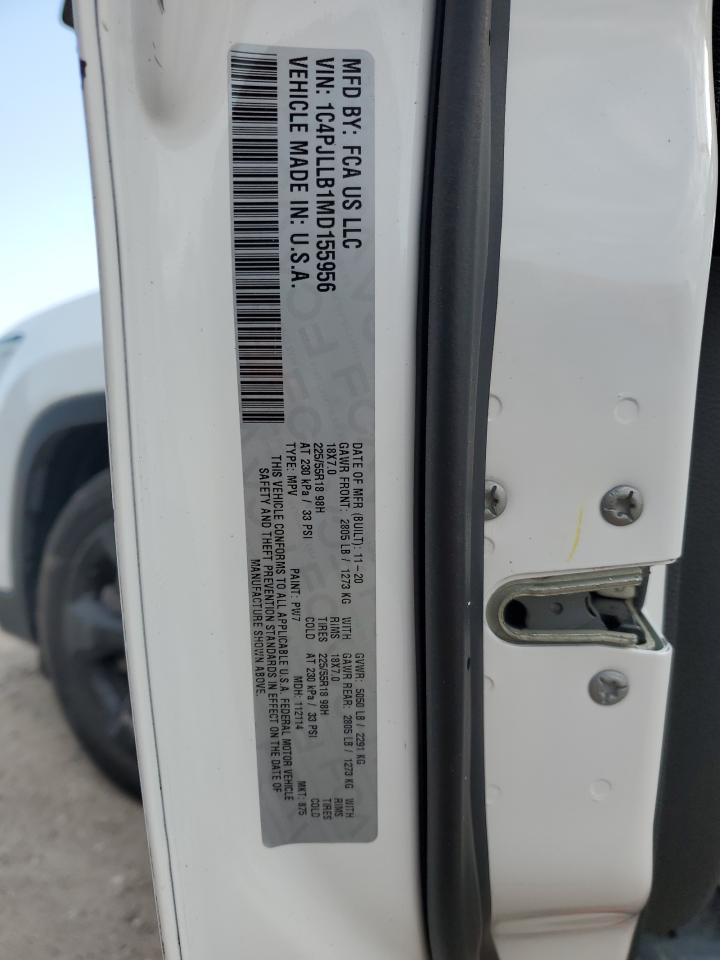 2021 Jeep Cherokee Latitude Plus VIN: 1C4PJLLB1MD155956 Lot: 82679485