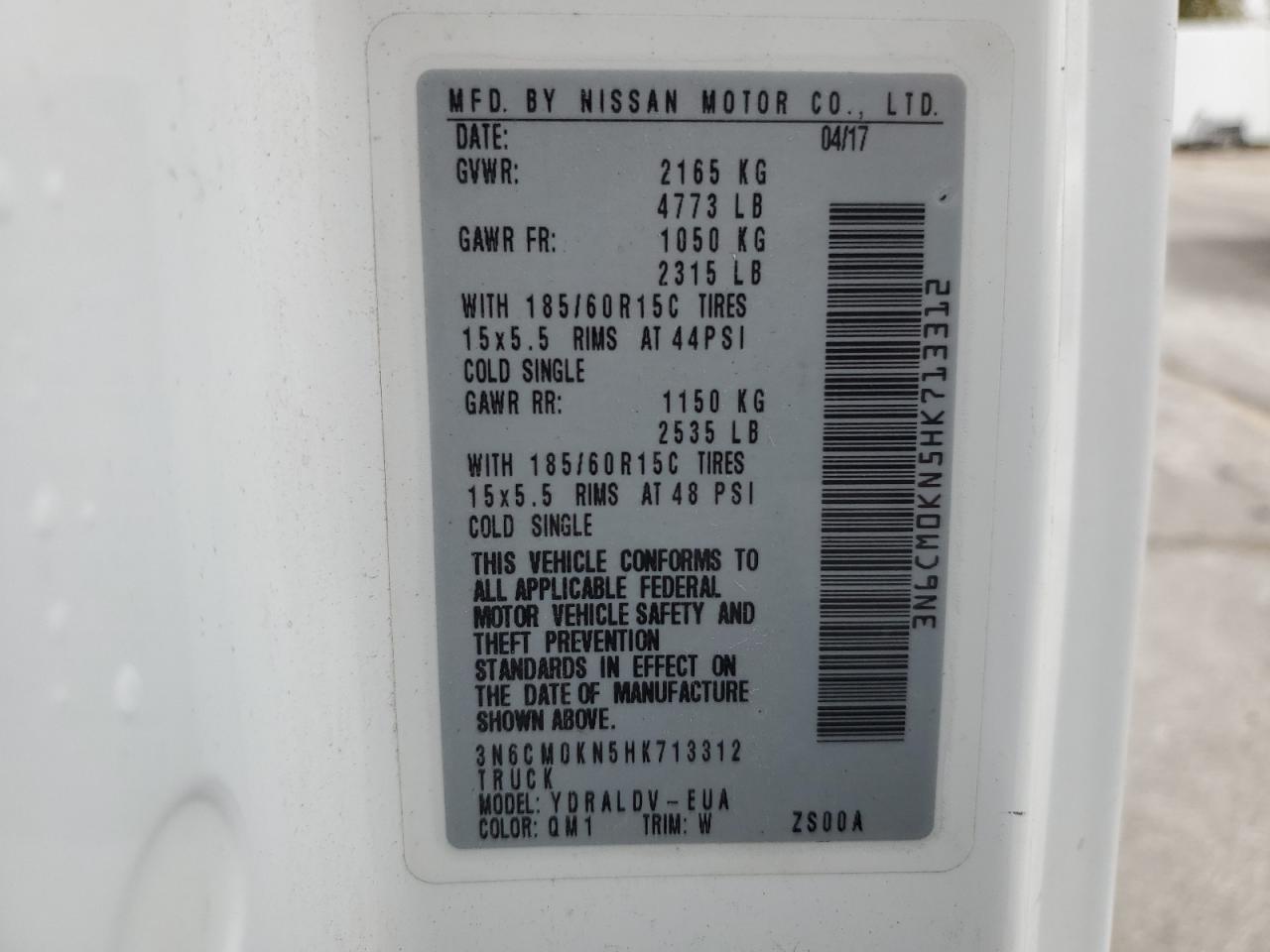 2017 Nissan Nv200 2.5S VIN: 3N6CM0KN5HK713312 Lot: 90090335