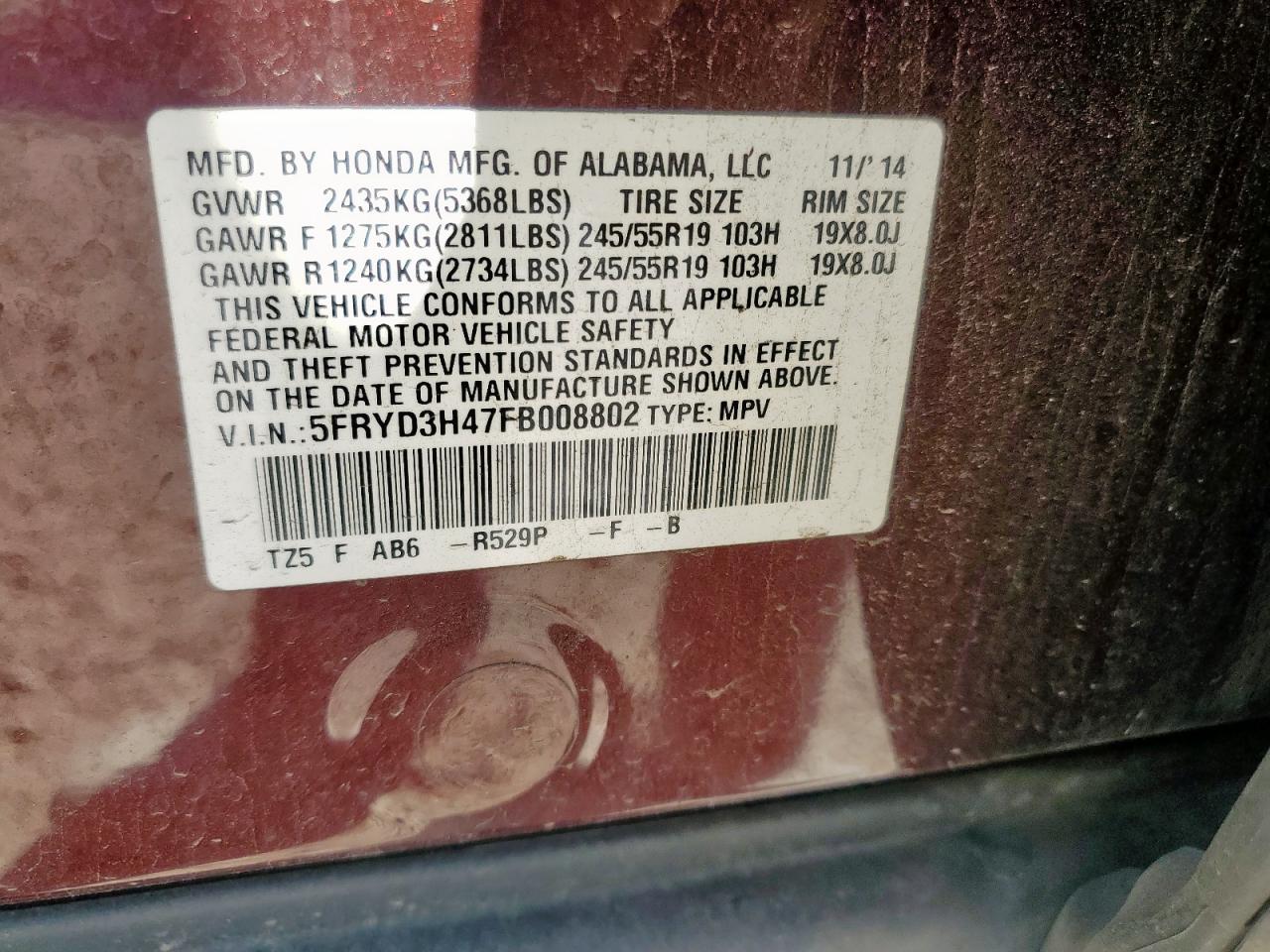 2015 Acura Mdx Technology VIN: 5FRYD3H47FB008802 Lot: 86534875