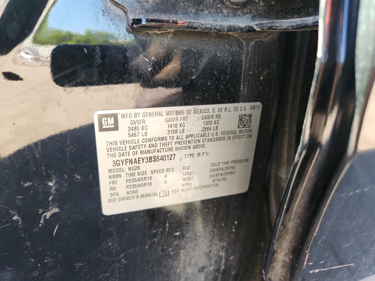 2011 Cadillac Srx Luxury Collection VIN: 3GYFNAEY3BS640127 Lot: 81957695