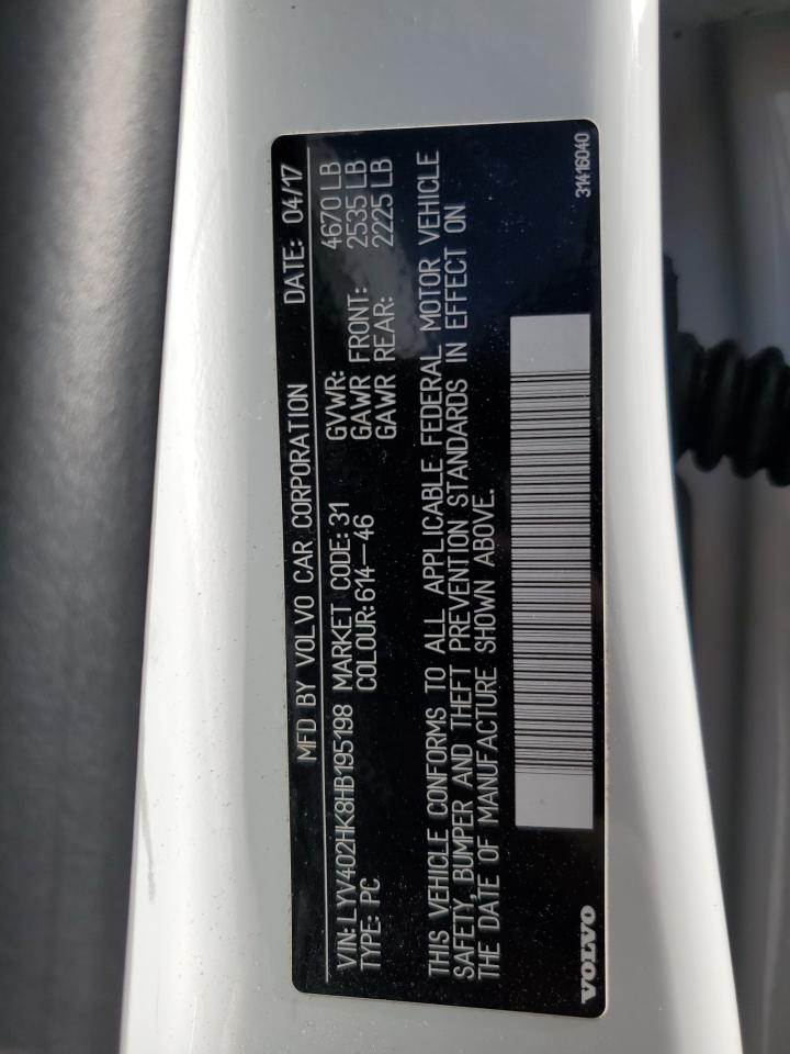 2017 Volvo S60 Premier VIN: LYV402HK8HB195198 Lot: 86062435