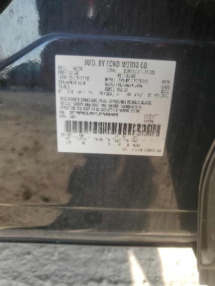 2020 Ford Edge Sel VIN: 2FMPK3J90LBA80406 Lot: 89712715