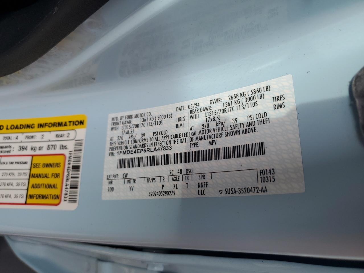 2024 Ford Bronco Heritage Limited VIN: 1FMDE4EP6RLA47833 Lot: 86877855