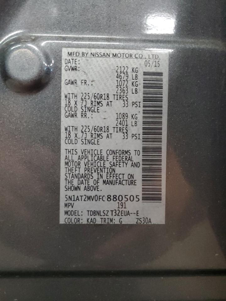 2015 Nissan Rogue S VIN: 5N1AT2MV0FC880505 Lot: 85132975