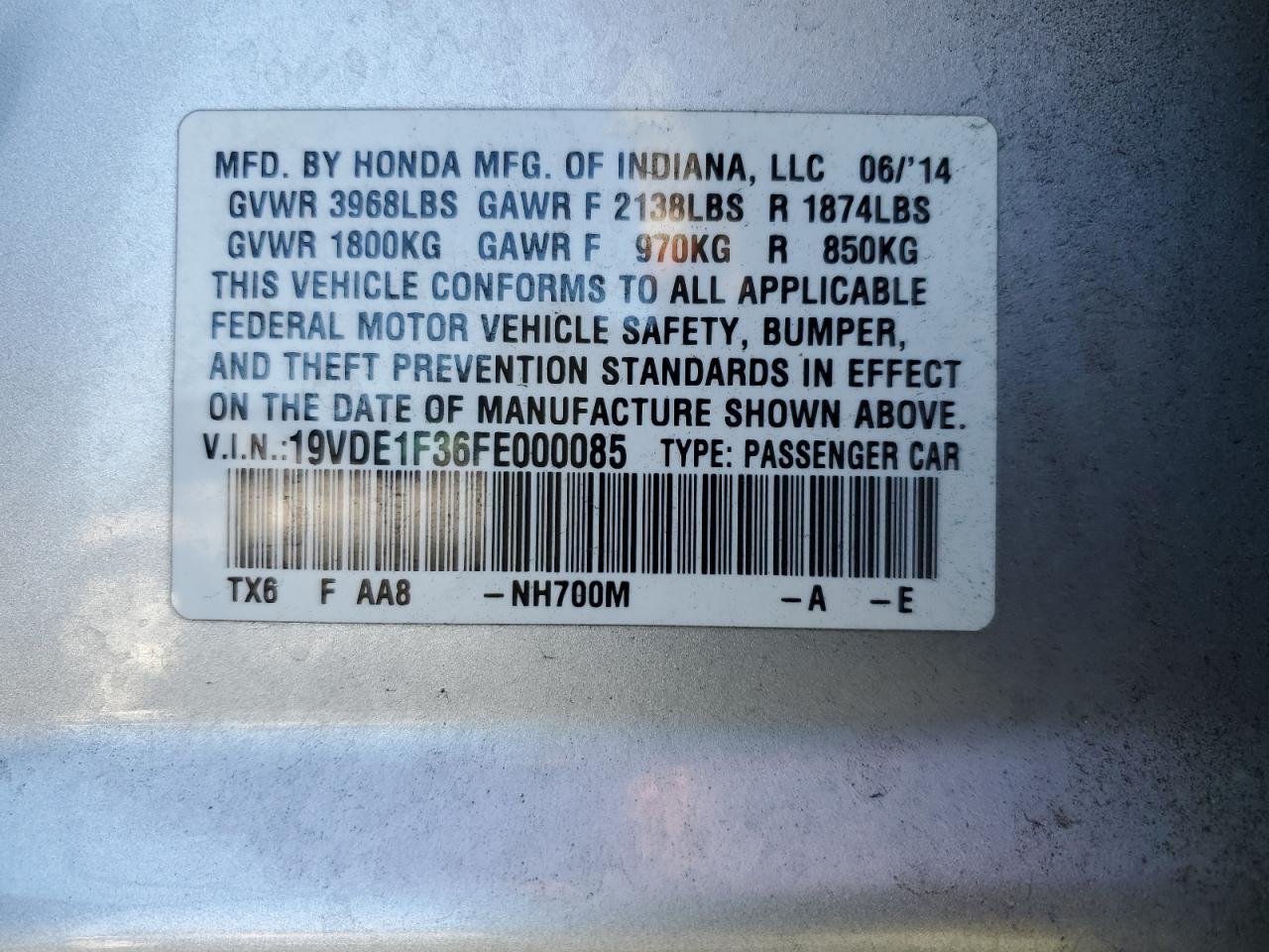 2015 Acura Ilx 20 VIN: 19VDE1F36FE000085 Lot: 91050955