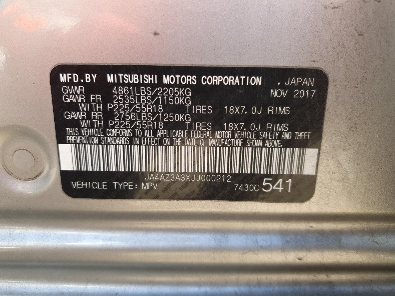 2018 Mitsubishi Outlander Se VIN: JA4AZ3A3XJJ000212 Lot: 90839785