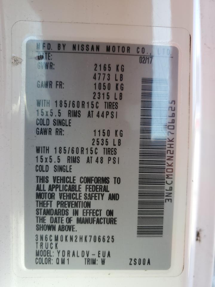 2017 Nissan Nv200 2.5S VIN: 3N6CM0KN2HK706625 Lot: 86298615