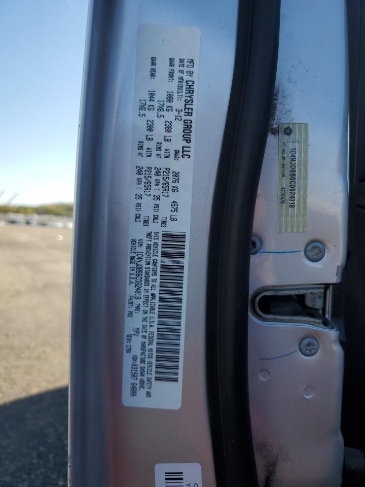 2012 Jeep Compass Sport VIN: 1C4NJDBB6CD624018 Lot: 87417245