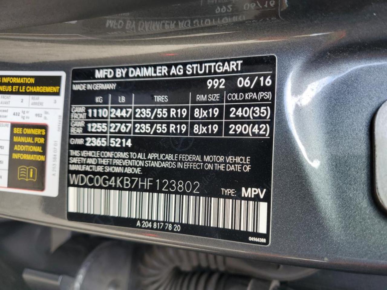 2017 Mercedes-Benz Glc 300 4Matic VIN: WDC0G4KB7HF123802 Lot: 90596245