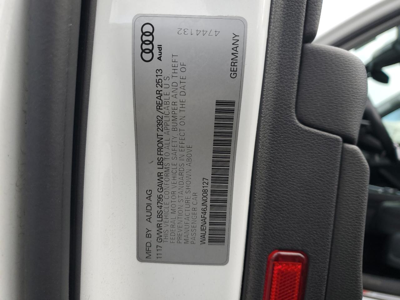 2018 Audi A4 Premium Plus VIN: WAUENAF46JN008127 Lot: 81982245